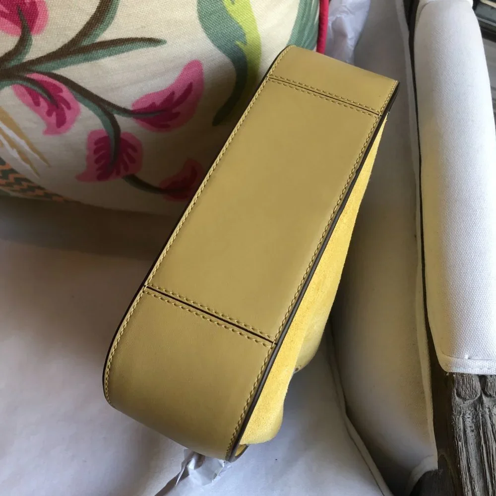 💛 NEW Tory Burch Miller Suede Cinch Bag in Beeswax